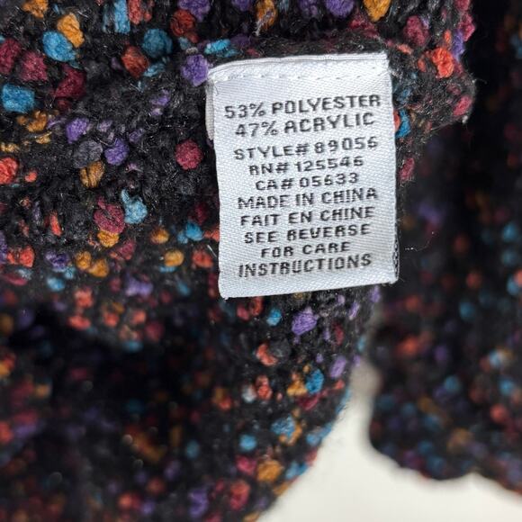 Habitat XLConfetti Pullover in Black multicolor boxy sweater mock neck - Picture 7 of 11